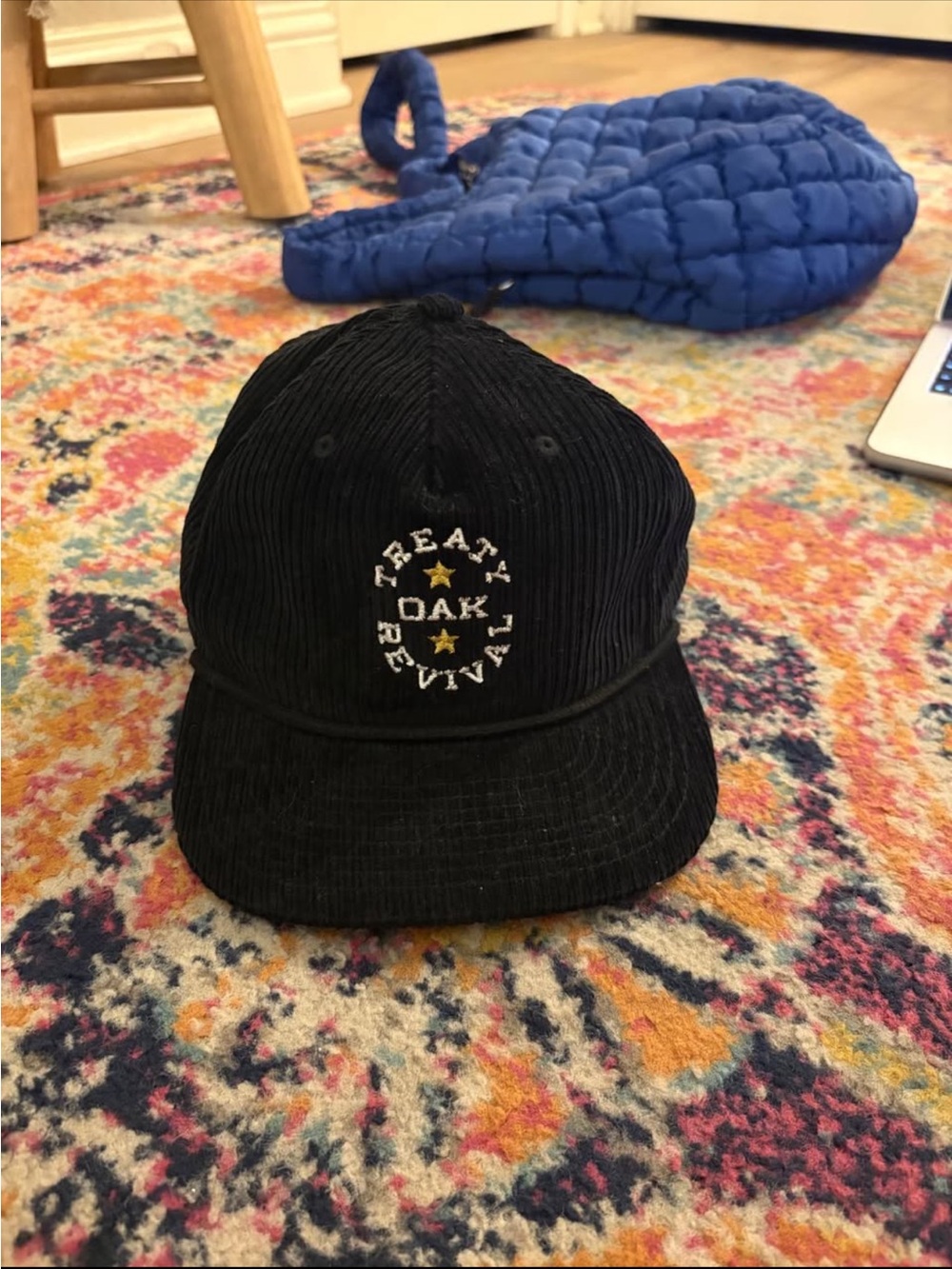 Treaty Revival Black Corduroy Cap - Branding